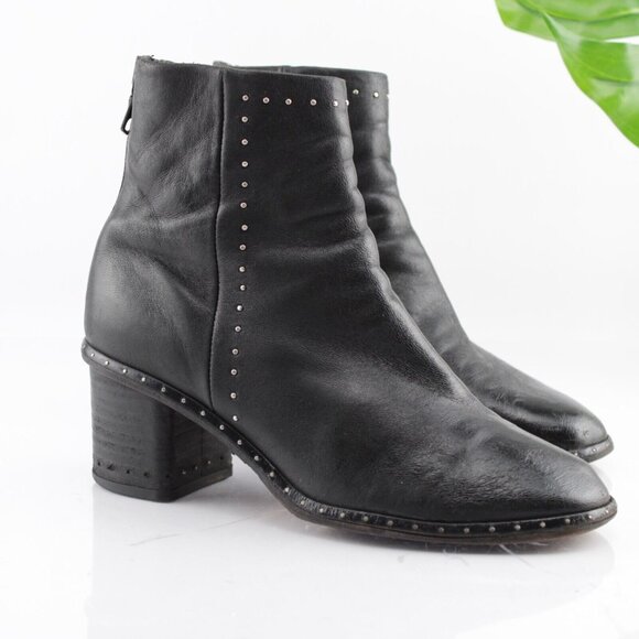 Rag Bone Womens Willow Boots Size 35 5 Black Leather Studded Block Heel Bootie - Picture 12 of 13